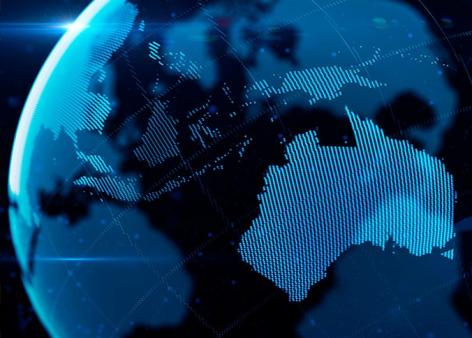 Digital graphic of a blue earth